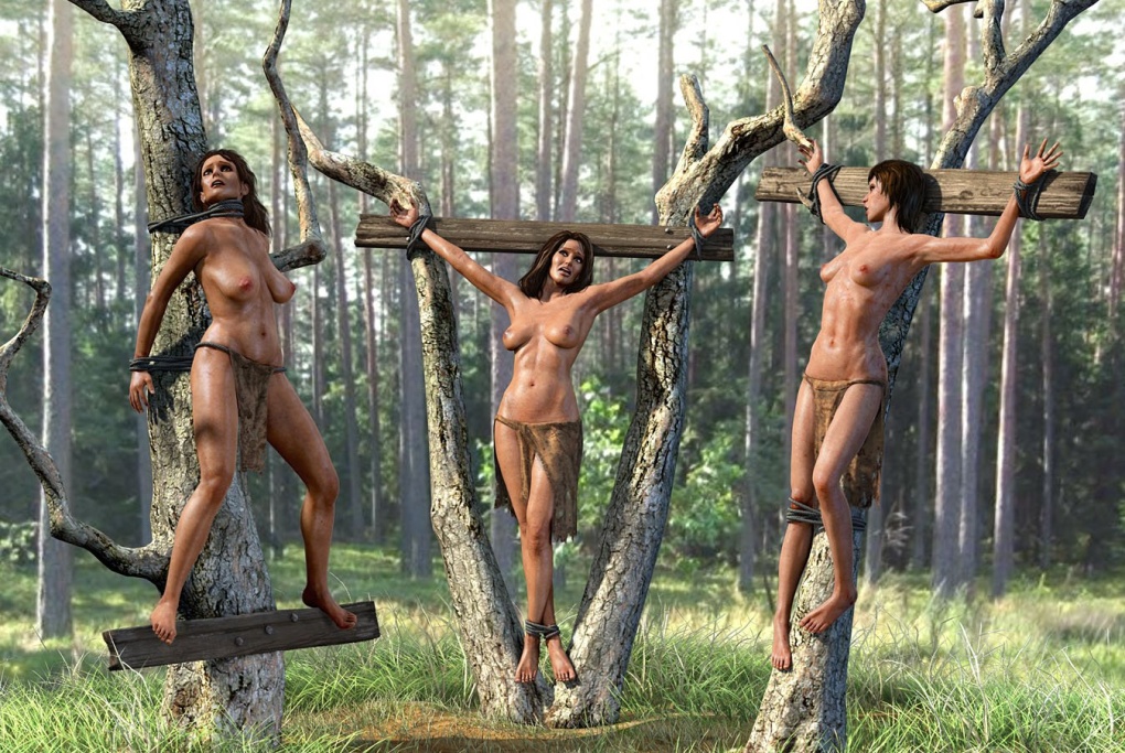 Голая распятая девушка-подросток