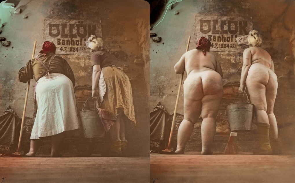 Волосатые толстушки на природе