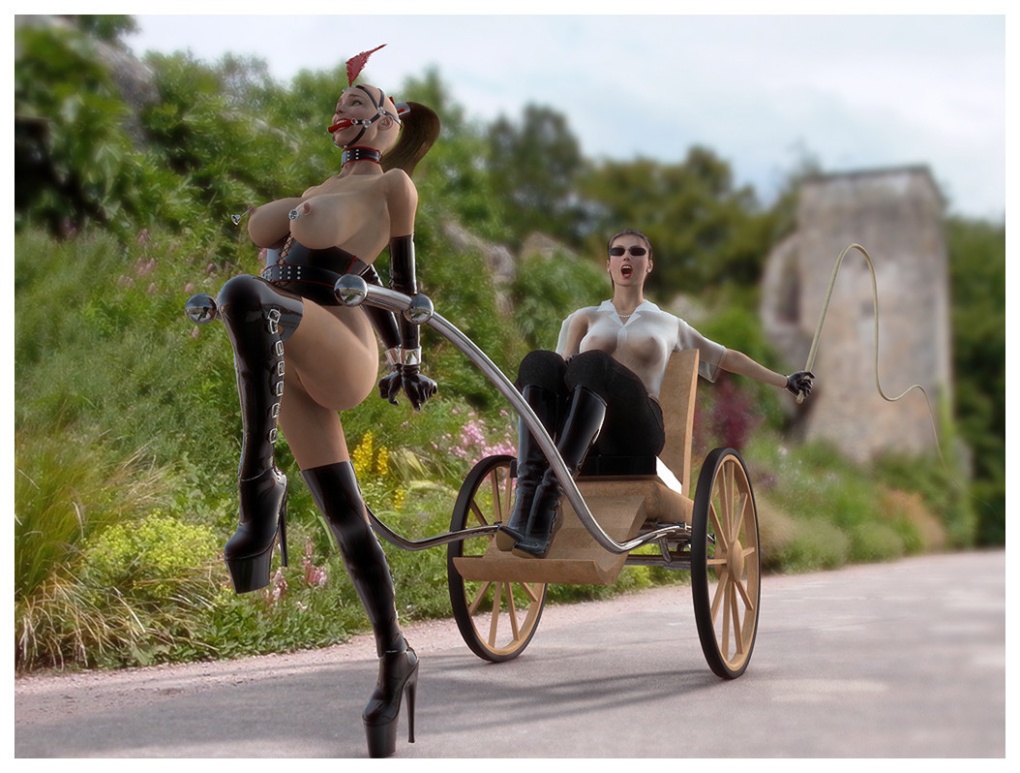 Голые женщины запряженные в повозки