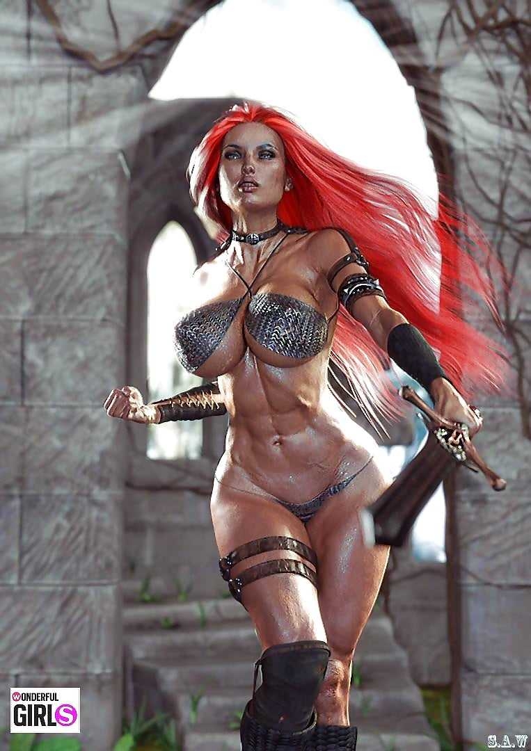 Рыжая в чулках с большими сиськами