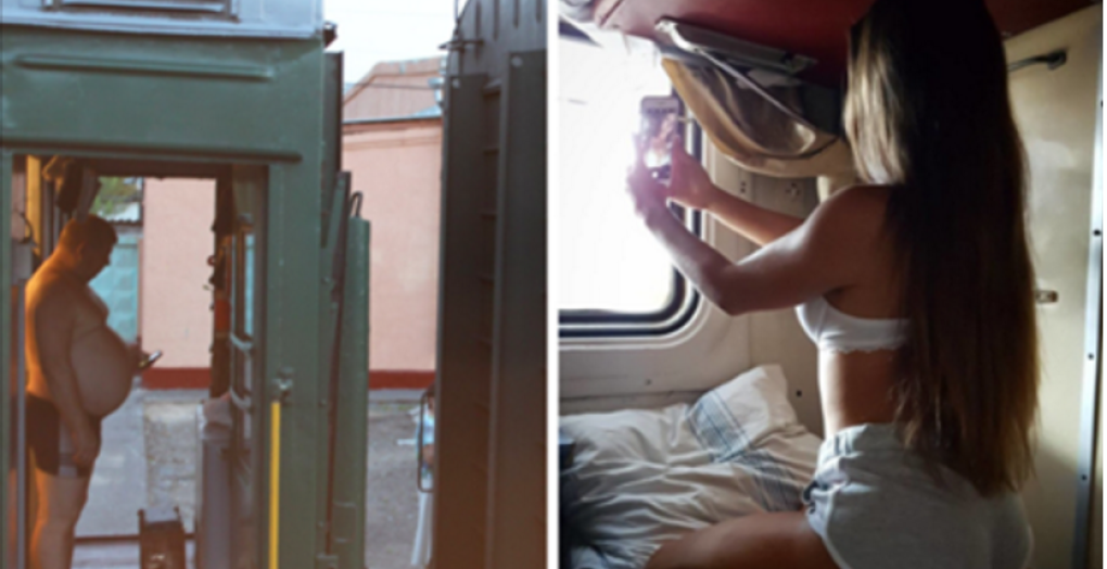 Эротические селфи в поезде