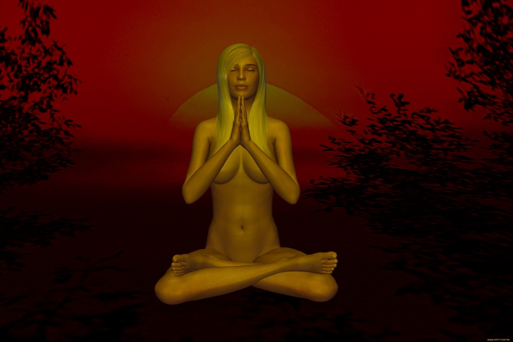 Поза Лотос голышом арт