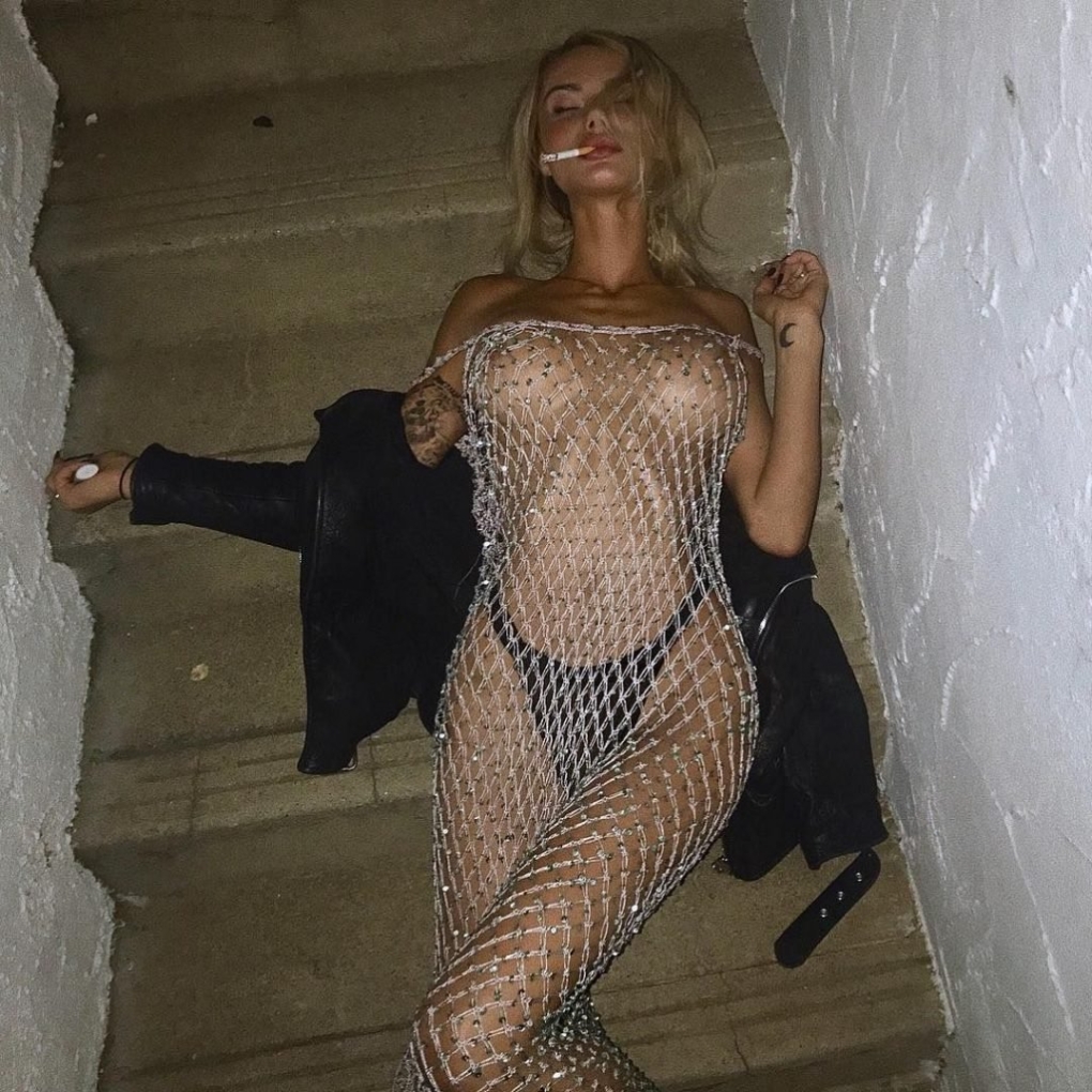 Платье сетка без трусов