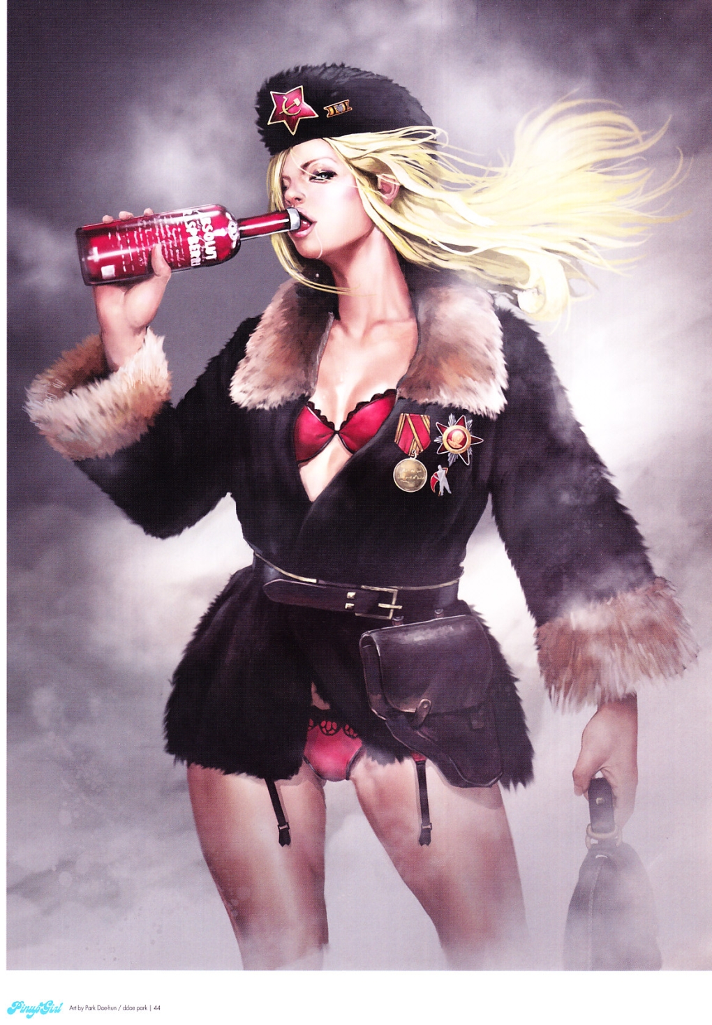 Девушка в русской ушанке