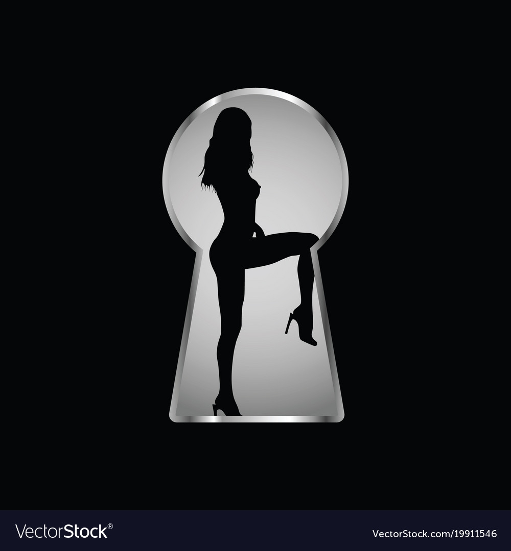 Женский силуэт в замочной скважине