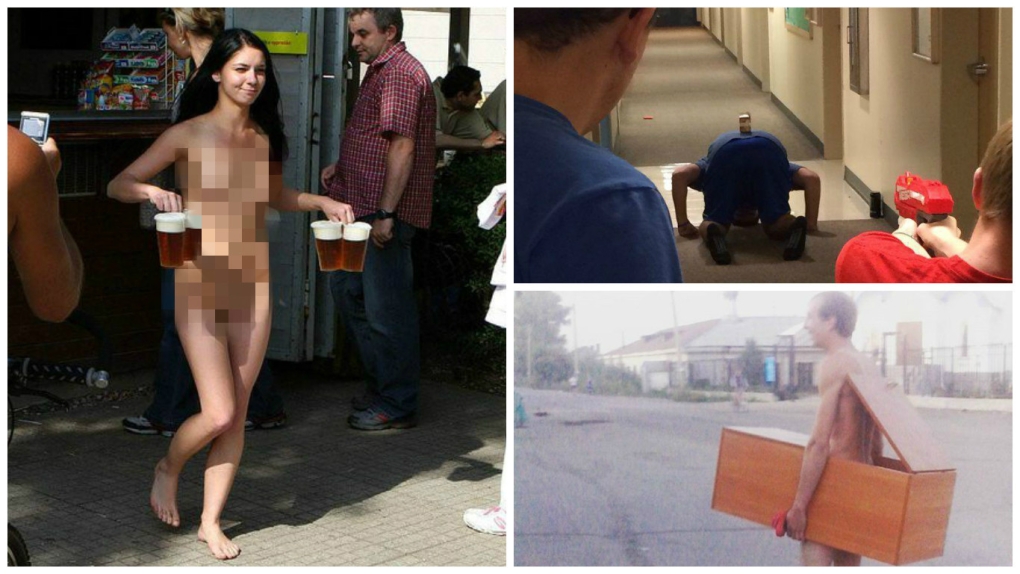 Девушка разделась на спор