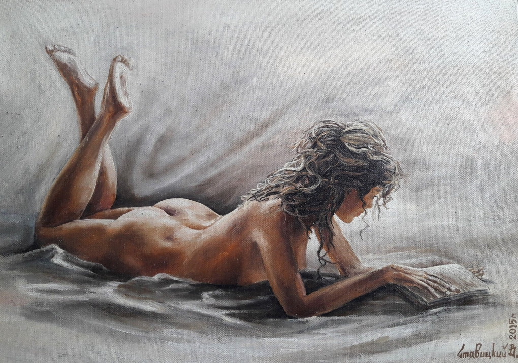 The Grey nude Painting by Saad Michael Aoun