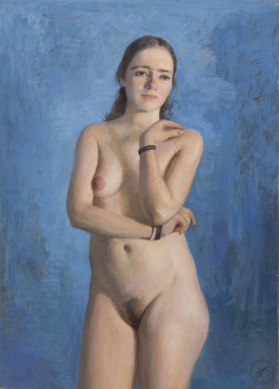 Голые женщины позируют художнику