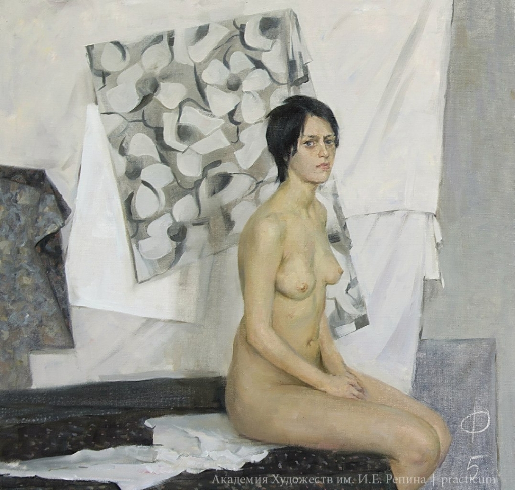 Голые натурщицы в аудитории