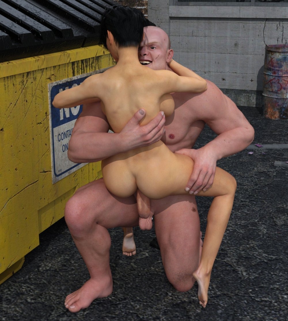 Выебал бомжиху на улице