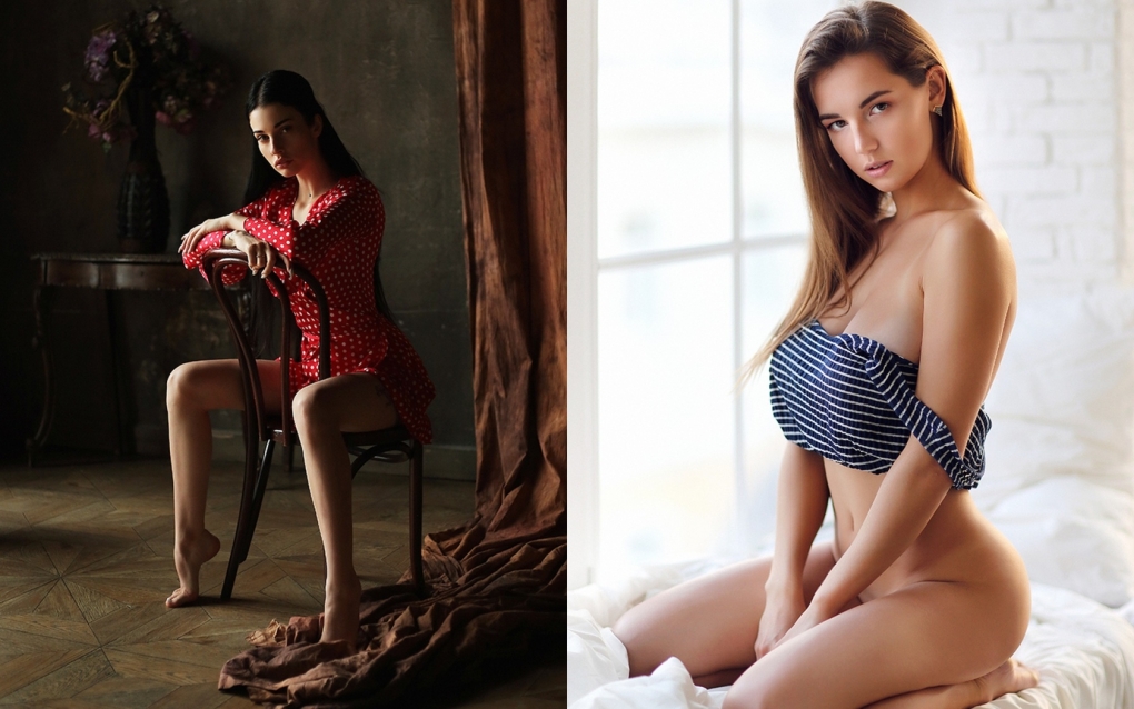 Девушки на озере в купальниках